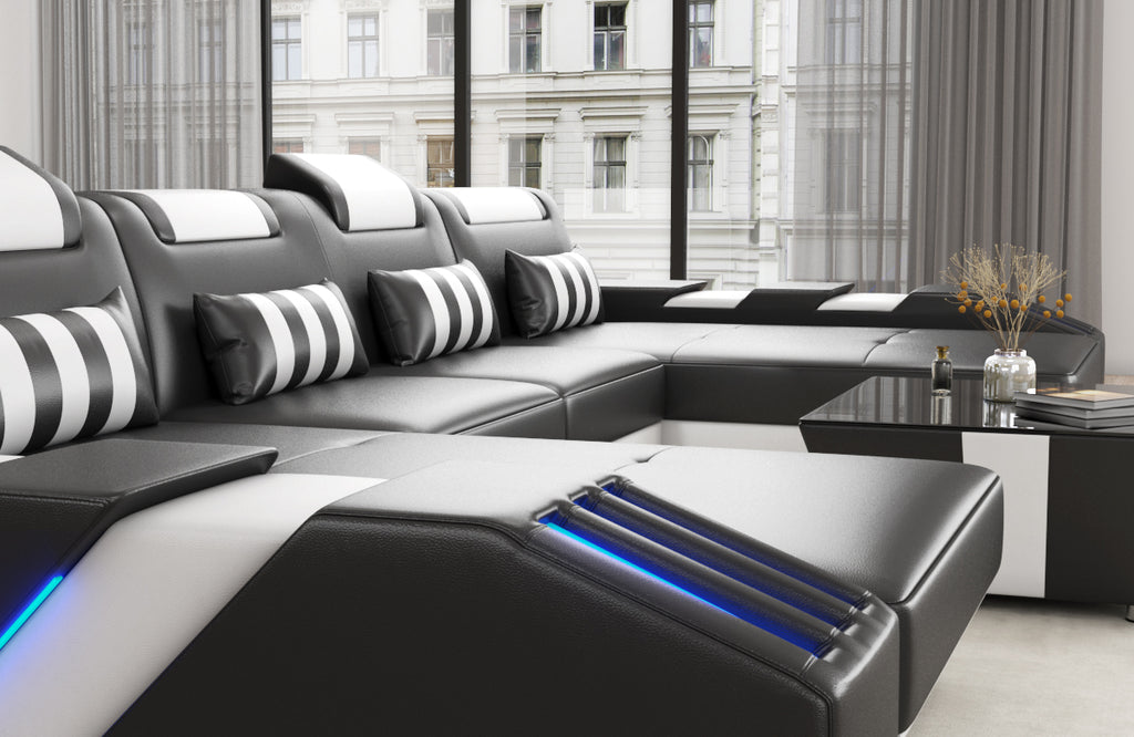 Cosmo Double Chaise U-Shape LED Sectional - Ultimate Lounge Sofa