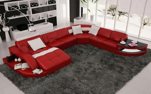 Navasota Large Leather Sectional with Shape Chaise