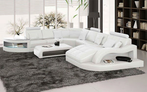 Navasota Large Leather Sectional with Shape Chaise