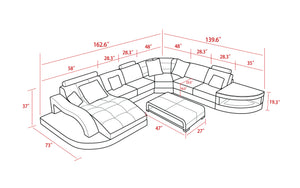 Navasota Large Leather Sectional with Shape Chaise