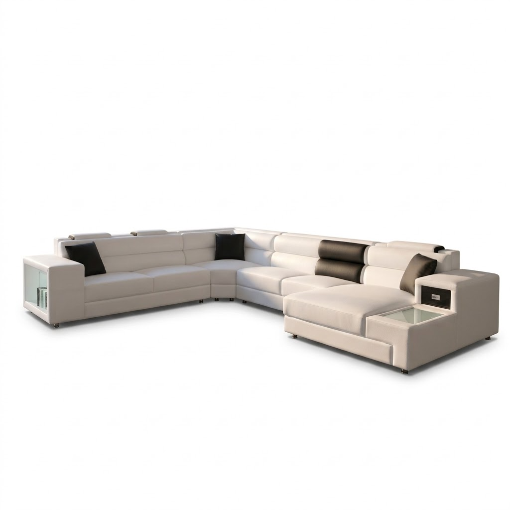 Martinelli Modern Large Leather Sectional With Storage