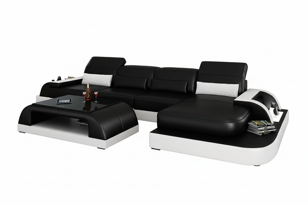 Molinaro Compact Leather Sectional with LED Light