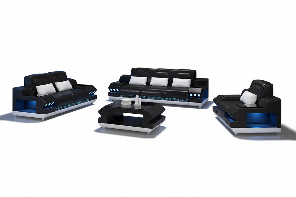 Celsius Modern Leather Sofa Set - Blank Background 2