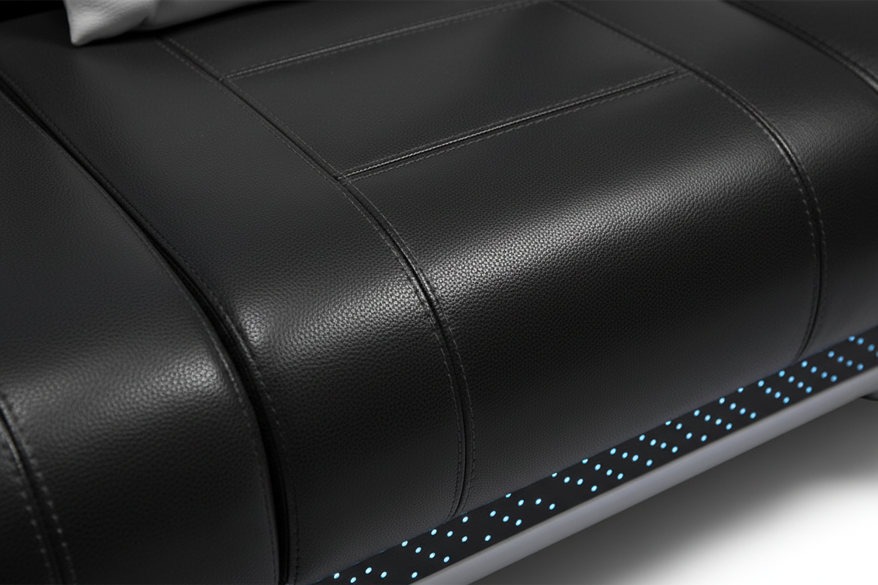 Celsius Small Modern Leather Sectional with Console - Leather Detail