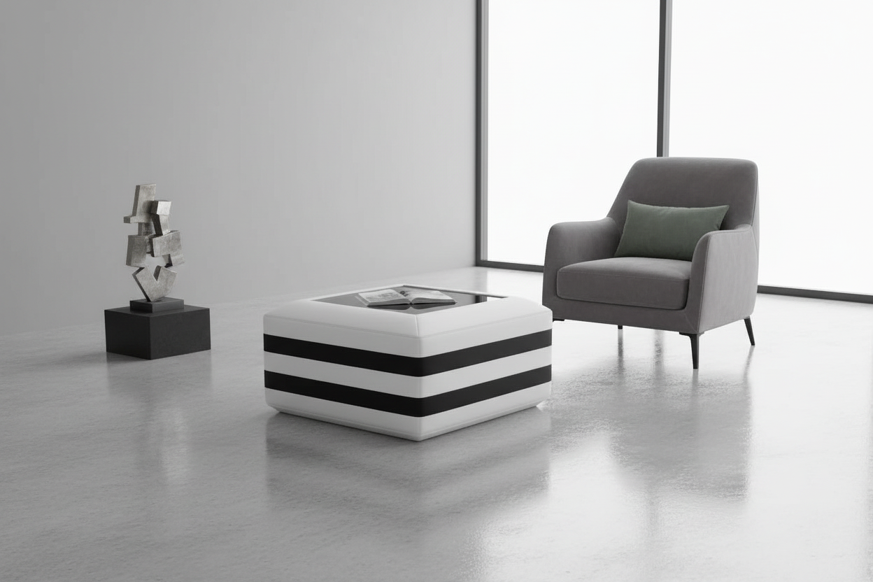 Coffee table with armchair in contemporary space