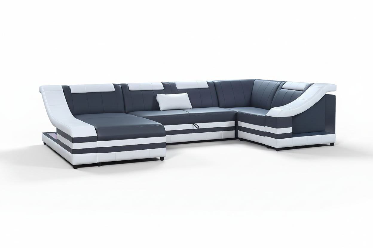 Comet Modern Leather Sectional with LED Light