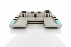 Cosmo U Shape Modern Leather Sectional with LED - Overhead Reflection