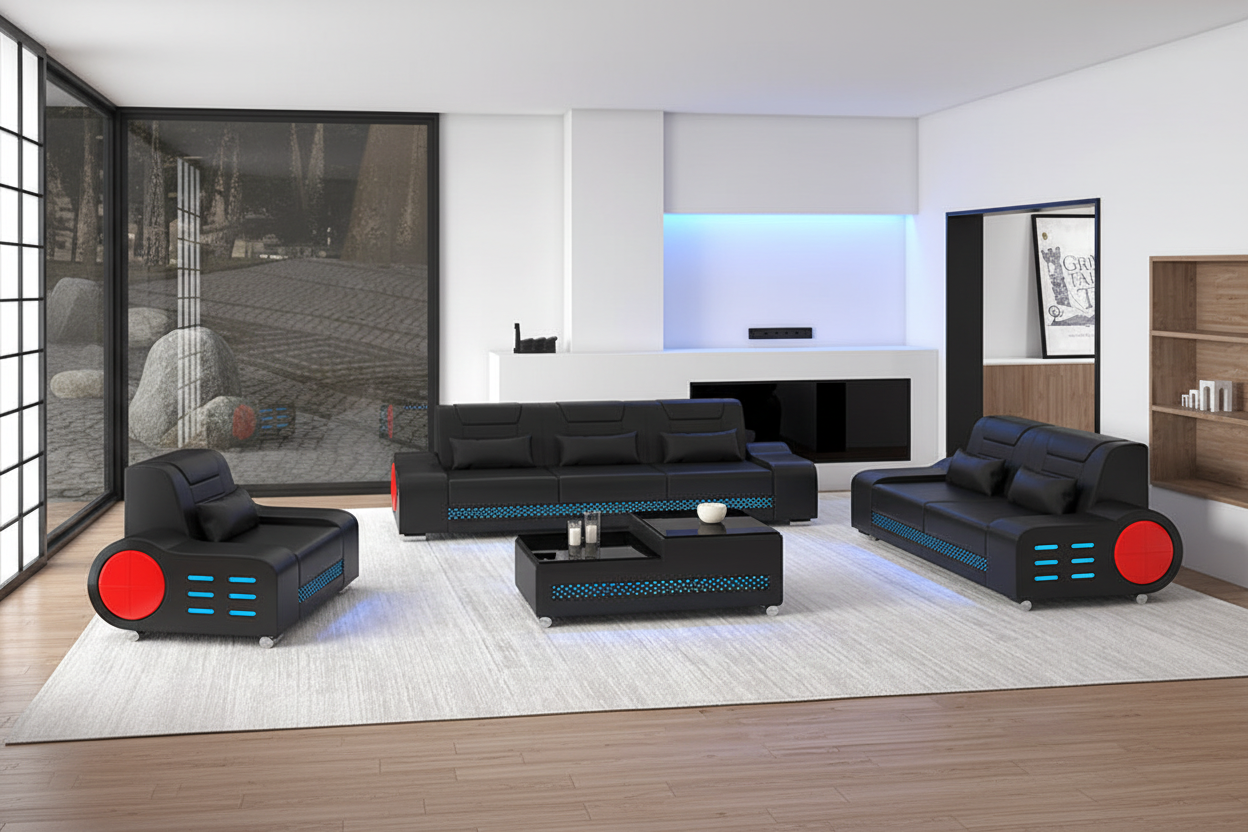 Elliot Modern Leather Sofa Set