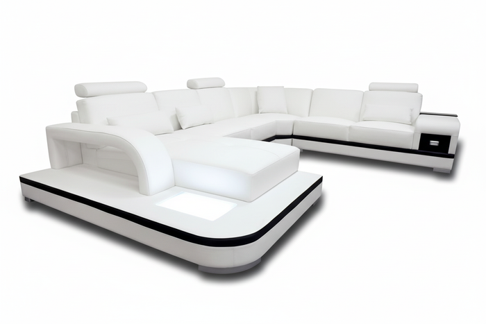 Everly Leather Sectional with LED Lights
