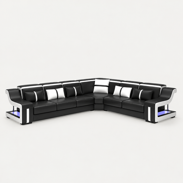 Lisa Leather Corner Sectional with LED Light