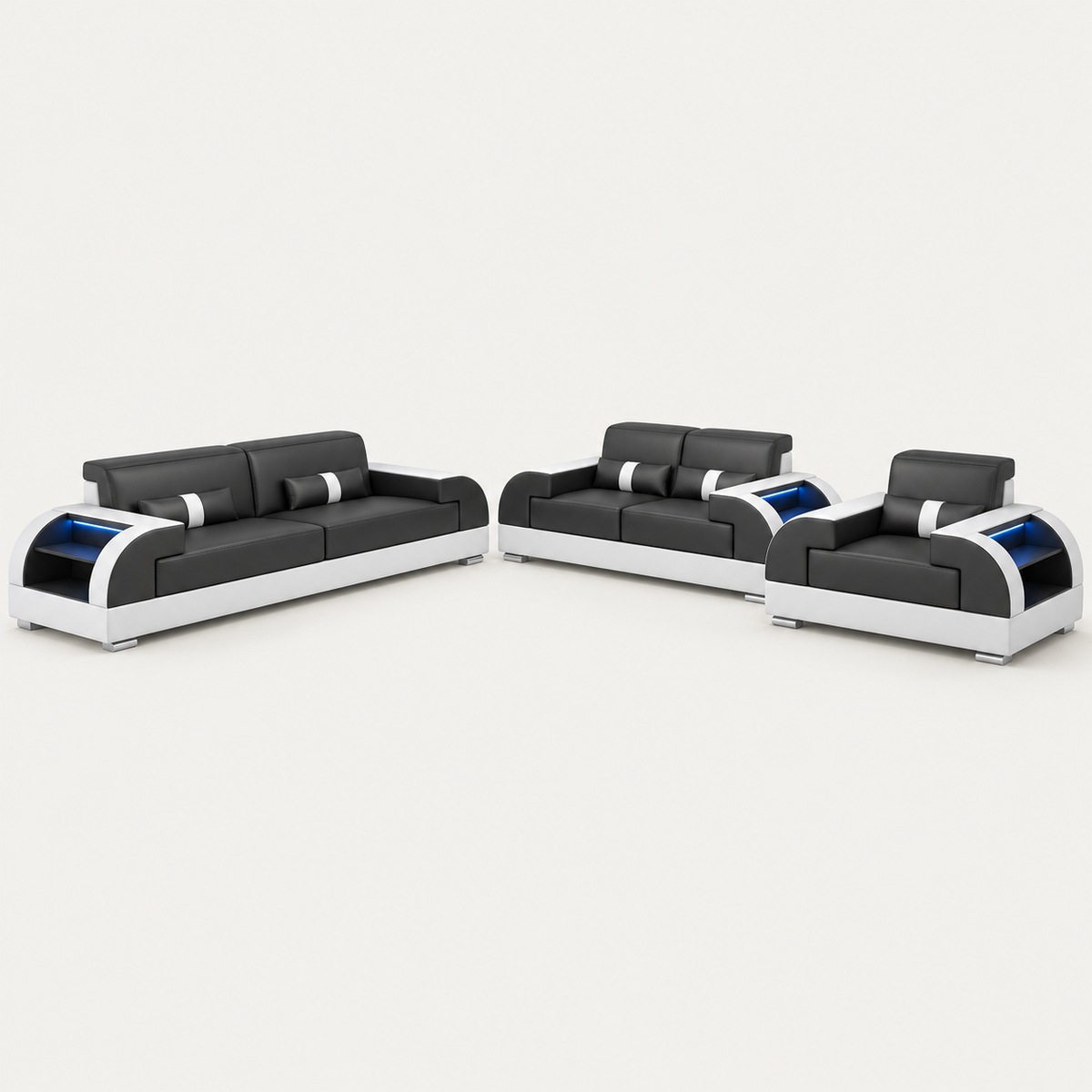 Blaylock Leather Sofa Set with Side Storage