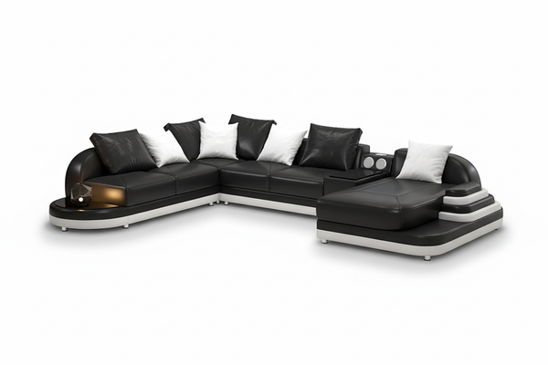 Lillian Modern Leather Sectional with Console