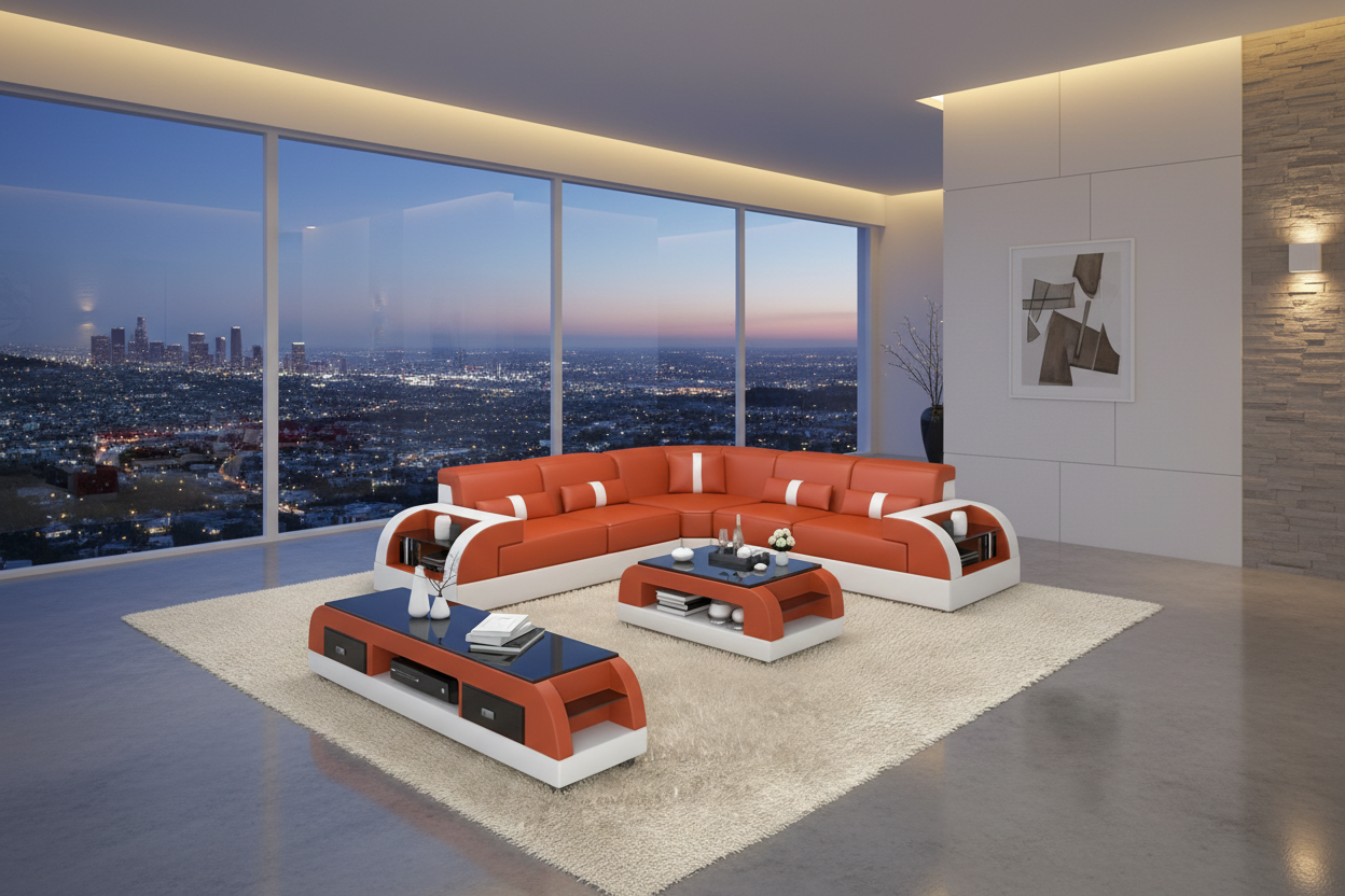 Piliu Leather Corner Sectional with Side Storage - LA Hills