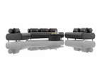 Puffer Modern Leather Sofa Set - Black Reflection