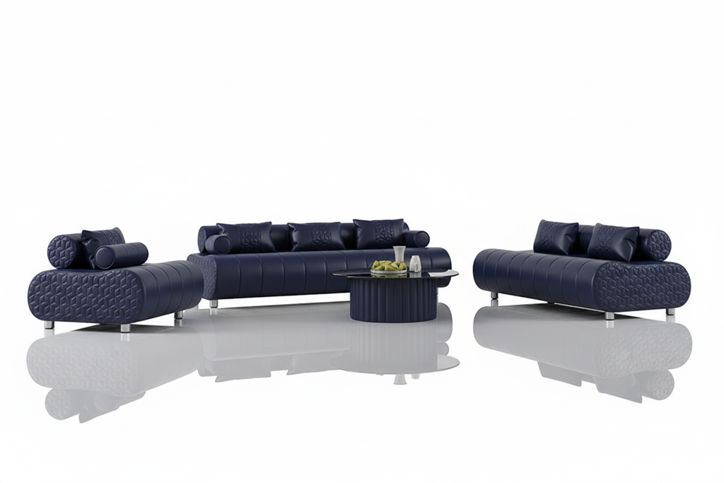 Puffer Modern Leather Sofa Set - Reflection