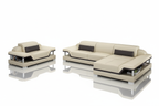 Taliya Mini Modern Leather Sectional with Chaise - Mirror Reflection
