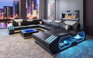 Sahara Modern Leather Sectional with LED Light