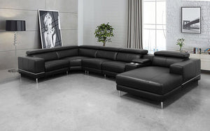 Violla Modern Leather Sectional with Recliner