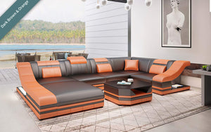 Comet Modern Leather Sectional with LED Light