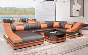 Comet Modern Leather Sectional with LED Light