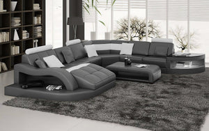 Navasota Large Leather Sectional with Shape Chaise