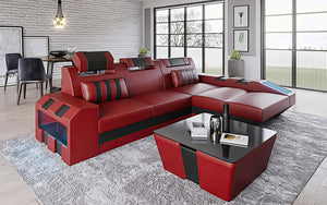 Cosmo Small Modern Leather Sectional with LED