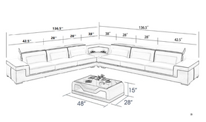 Althea Ulta Modern Leather L-Shape Sectional Couch