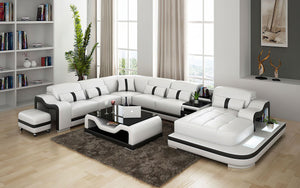 Bonded Leather Sydney Large Leather Sectional with Side Table