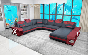 Vanessa Modern Leather U-Shape Sectional