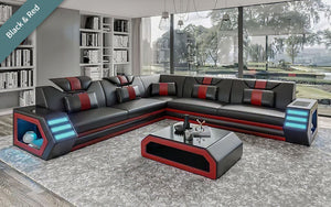 Mcmanu Modern Leather Sectional with LED Light