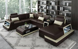 Civia Modern Leather Sectional With Console Table