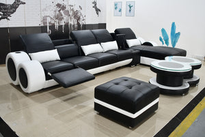 Aetius Small Modern Leather Sectional with Recliner