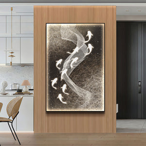 Futuristic Wall Art Nine Koi Fish III