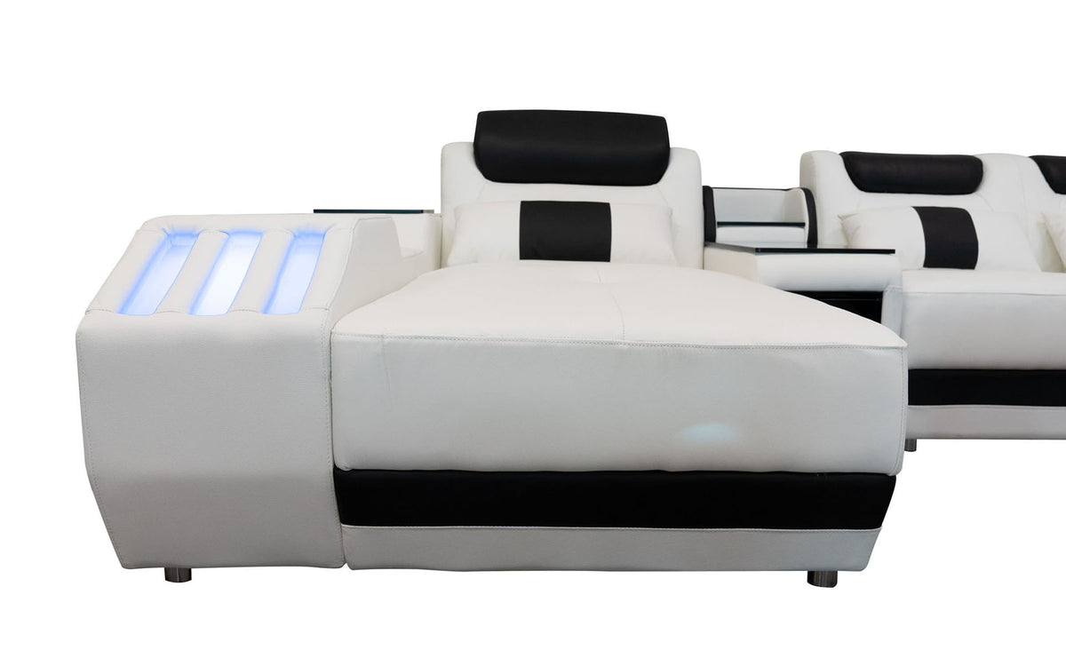 Original Omont product photo showing a chaise cushion, headrest and LED armrest