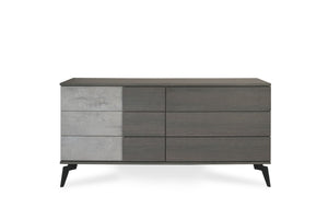 Polish Modern Faux Concrete & Grey Dresser&Mirror