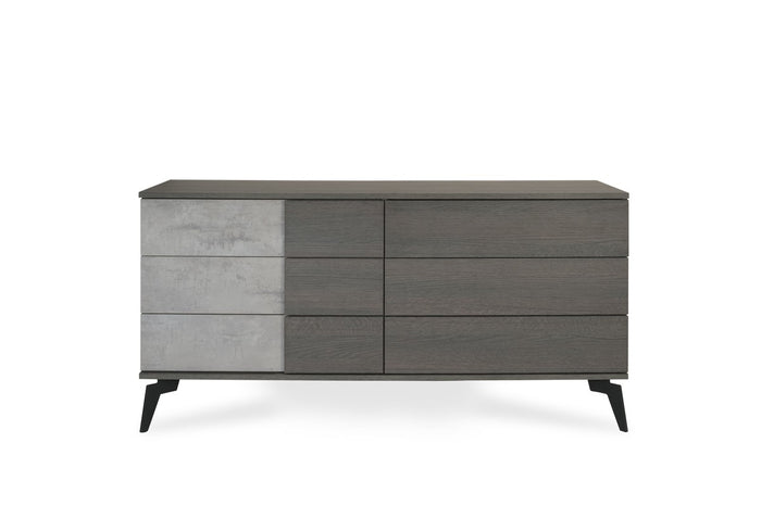 Polish Modern Faux Concrete & Grey Dresser&Mirror