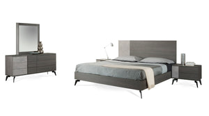 Polish Modern Faux Concrete & Grey Dresser&Mirror