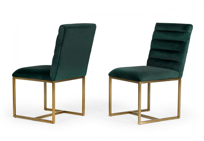 Modrest Marlon Green & Brush Gold Dining Chair (Set of 2)