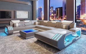 Sahara Modern Leather Sectional with LED Light