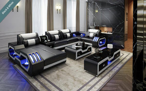 Omont Modern Leather Sectional with Console | Futuristic Furniture