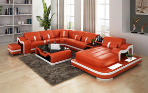 Sydney Large Leather Sectional with Side Table