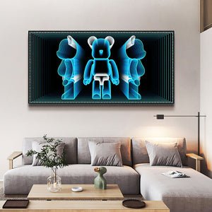 Futuristic Wall Art Blue LED Bearbrick