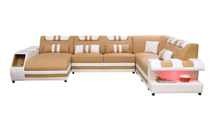 Neptune Modern Leather Sectional with LED Light