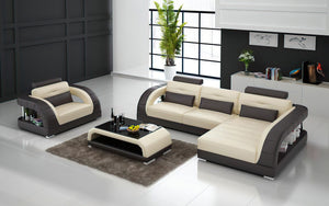 Lacus Mini Modern Leather Sectional with Chaise