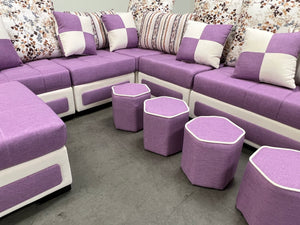 Selena Purple & White Modular Tufted Sectional