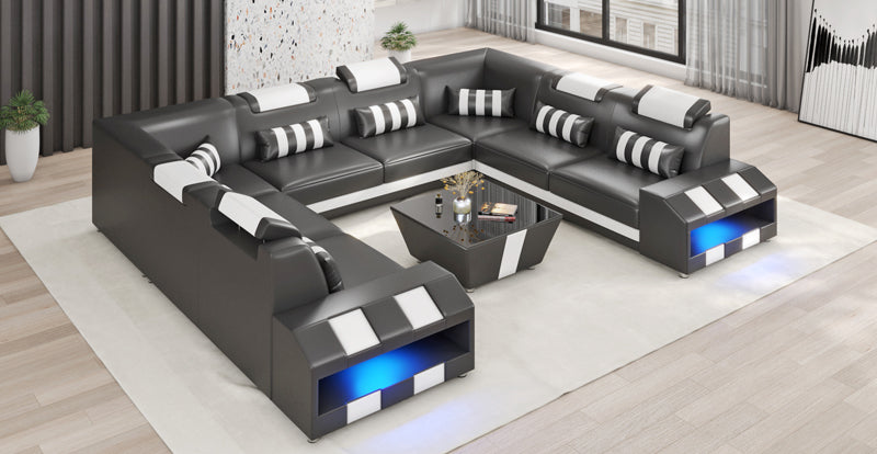 Cosmo XL U-Shape LED Sectional - Extra Large Party Couch for Big Spaces