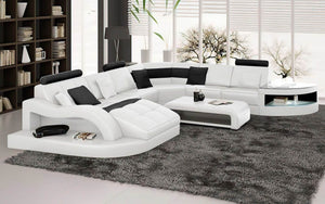 Navasota Large Leather Sectional with Shape Chaise