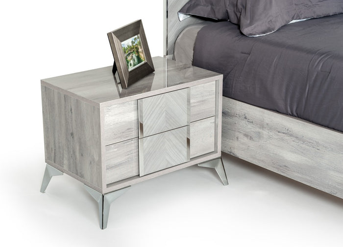 Louisa Italian Modern Grey Nightstand