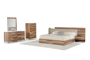Nova Leon Italian Walnut & Fabric Bed