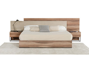 Nova Leon Italian Walnut & Fabric Bed